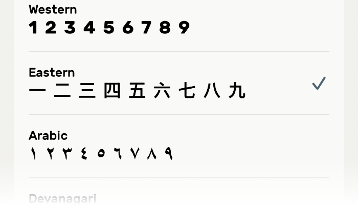 Wide Numeral Support